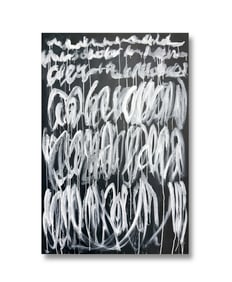 A ACRYLIC PAINTING ON CANVAS WITH THE MARK OF CY TWOMBLY