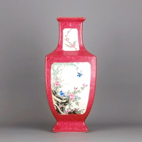 A YANGCAI FOUR-SEASONS SQUARE BOTTLE