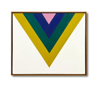 A ACRYLIC PAINTING ON CANVAS WITH THE MARK OF KENNETH NOLAND