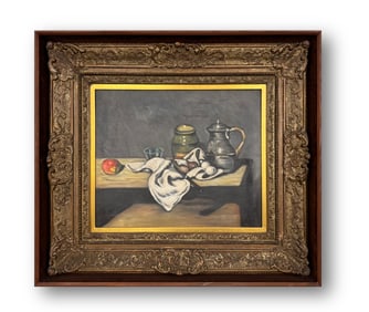 AN OIL PAINTIN ON CANVAS WITH THE MARK OF PAUL CÉZANNE