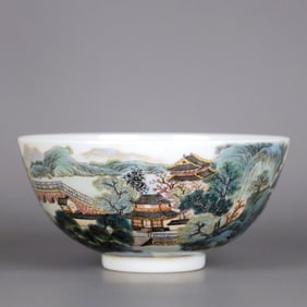 A FAMILLE ROSE PAVILION BOWL