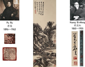 A CHINESE HAND PAINTING WITH THE MARK OF HUANG BINHONG