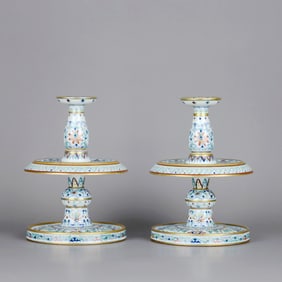 A DOUCAI LOTUS CANDLESTICK