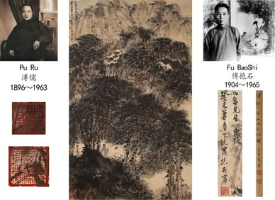 A CHINESE HAND PAINTING WITH THE MARK OF FU BAOSHI