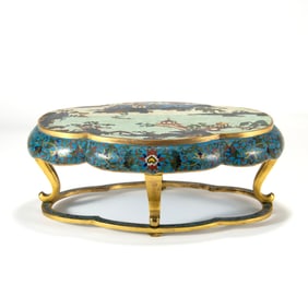 A CLOISONNÉ STUDY INCENSE STAND