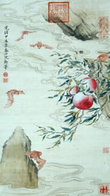 A CHINESE HAND PAINTING WITH THE MARK OF EMPRESS CIXI