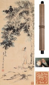 A CHINESE HAND PAINTING WITH THE MARK OF ZHANG DAQIAN