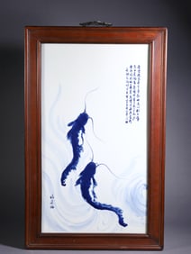 A WANG BU-STYLE PORCELAIN PLAQUE WITH "ABUNDANCE EVERY YEAR" PATTERN