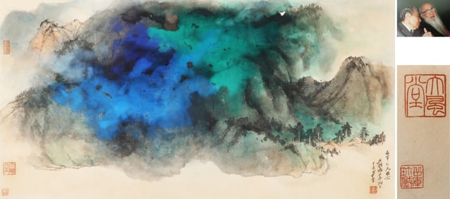 A CHINESE HAND PAINTING WITH THE MARK OF ZHANG DAQIAN