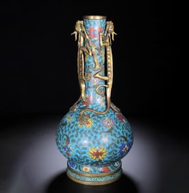 A CLOISONNÉ COILED-DRAGON VASE
