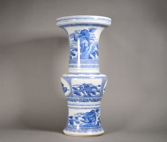 A BLUE-AND-WHITE BEAST-FLOWER VASE (GU)