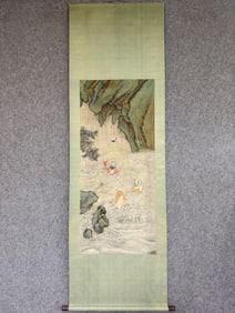 A CHINESE HAND PAINTING WITH THE MARK OF QIU YING