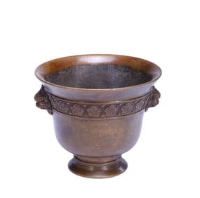 A LION-EAR CUP-STYLE BRONZE CENSER