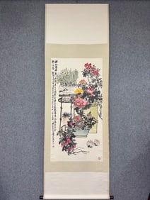 A CHINESE HAND PAINTING WITH THE MARK OF WU CHANGSHUO