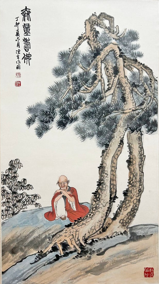 A CHINESE HAND PAINTING WITH THE MARK OF CHEN BANDING: A CHINESE HAND PAINTING WITH THE MARK OF CHEN BANDING 80*44CM