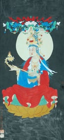 A CHINESE HAND PAINTING WITH THE MARK OF ZHANG DAQIAN