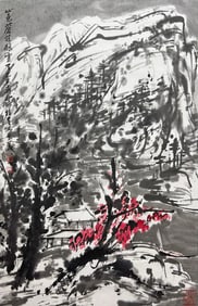 A CHINESE HAND PAINTING WITH THE MARK OF CUI RUZHUO