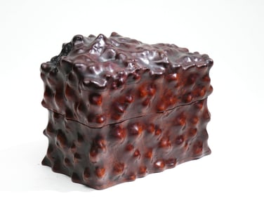 A HUANGHUALI WOOD COVERED BOX IMITATING TREE BURL