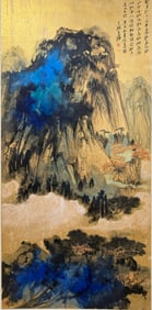 A CHINESE HAND PAINTING WITH THE MARK OF ZHANG DAQIAN