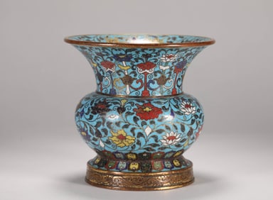 Bronze Cloisonne Carved Flower Pattern Flower Pot