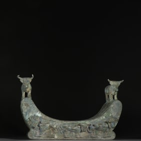 Chinese Bronze Carved Ox Shape Pillow
