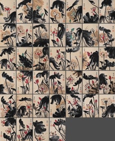 Chinese Drawing Lotus Flower Painting,Zhang Daqian Mark