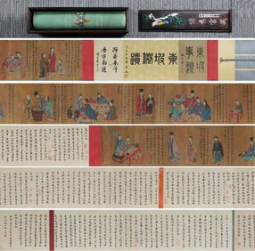 Chinese Drawing Character Story Hand Scroll,Tang Yin Mark