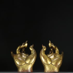 Pair of Gilt Bronze Buddha Hand Figure