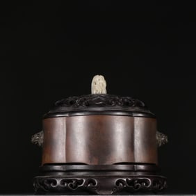 Bronze Carved Double Lion Ears Incense Burner