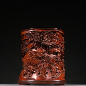 Boxwood Carved Character Story Pattern Brush Pot