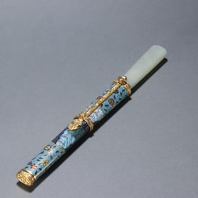 Bronze Cloisonne Carved Flower Pattern Knife Handle