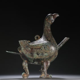 Chinese Bronze Carved Bird Shape Figure