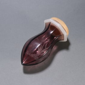 Glassware Carved Orchid and Poetry Pattern Cricket Jar