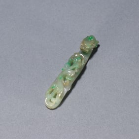 Jadeite Carved Dragon Shape Belt Hook