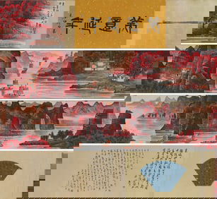 Chinese Drawing Landscape Hand Scroll,Li Keran Mark