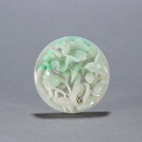 Jadeite Carved Flower and Bird Pattern Ornament
