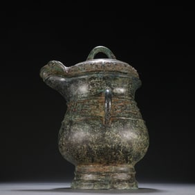 Chinese Bronze Carved Beast Face Pattern Pot