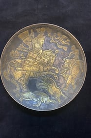 Gilt Silver Carved Character Story Pattern Plate