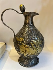 Gilt Silver Carved Beast Pattern Pot