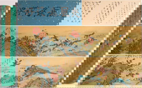 Chinese Drawing Flower and Bird Hand Scroll,Zhang Daqian Mark
