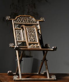 Huanghuali Wood Carved Dragon Pattern Book Holder