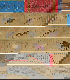 Chinese Drawing Horse Hand Scroll,Lang Shining Mark