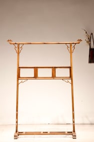 Huanghuali Wood Carved Reishi Mushroom Pattern Shelf