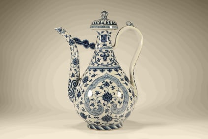 Blue and White Flower Branch Pattern Porcelain Pot