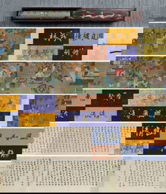 Wen Zhengming mark, Chinese Immortals Painting, Ink and Color on Silk, Handscroll