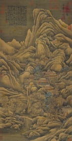 Zhao Ji mark, Chinese Landscape Painting, Ink and Color on Silk, Hanging Scroll