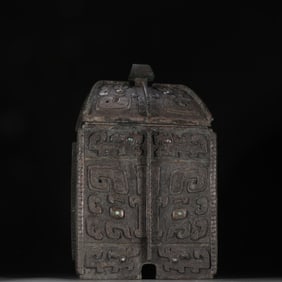 Chinese Bronze Carved Beast Face Pattern Lid Pot