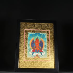 Colour Painted Infinite Life Buddha Pattern Tangka Wall Panel