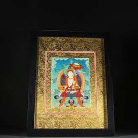 Colour Painted GuanYin Pattern Tangka Wall Panel