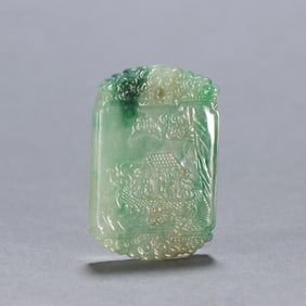 Jadeite Carved Character Story Pattern Pendant